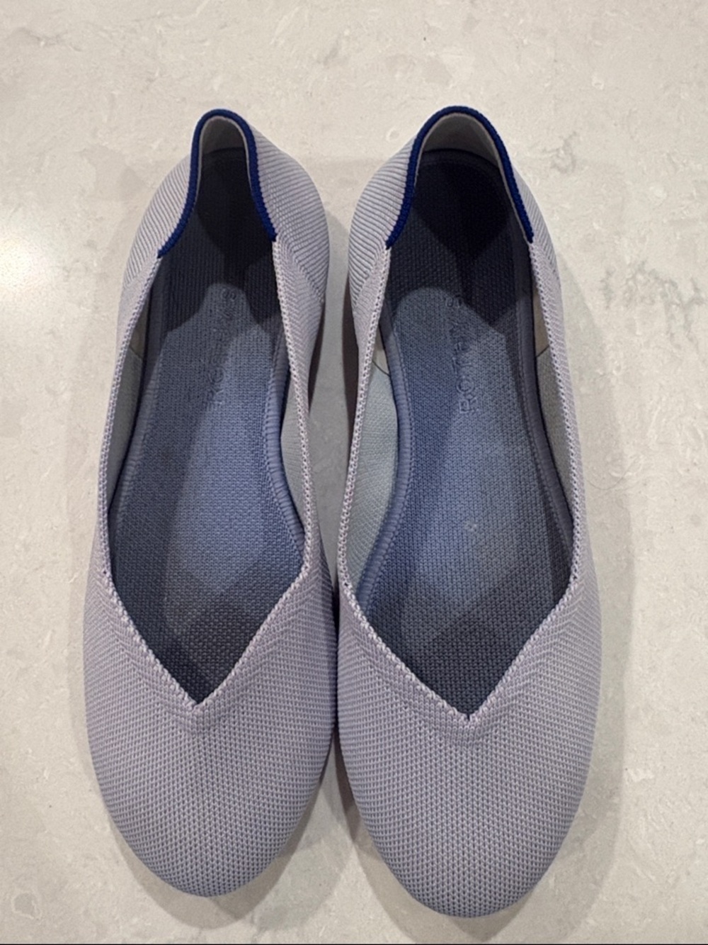 Rothy's lilac Knit Slip-On Flats with Navy Accent